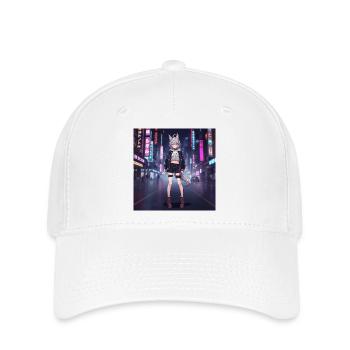 Nachtfuchs in Neonstadt - Flexfit Cap - Weiß - Vorne