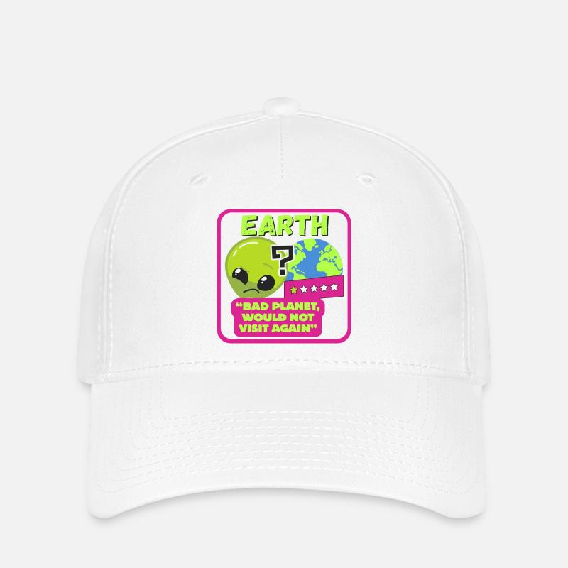 EARTH - "Bad planet, would not visit again" - Flexfit Cap - white