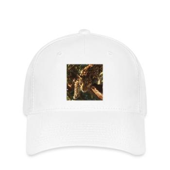 Leopard on Branch Powerful Big Cat Motif - Flexfit Cap - white - Front