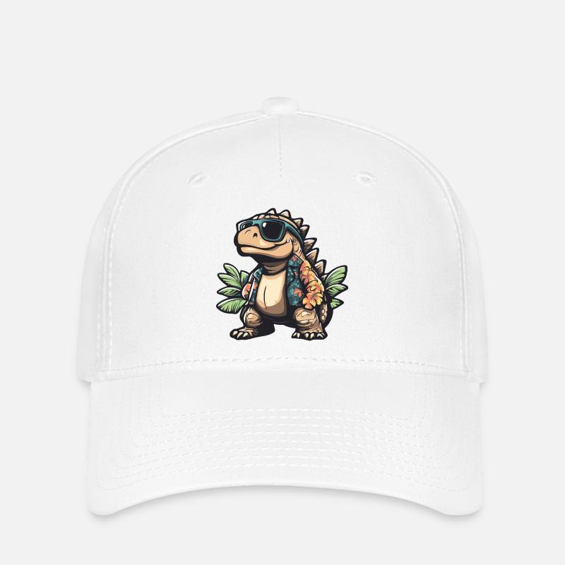 Dinosaur Stegosaurus Comic Vacation - Flexfit Cap - white