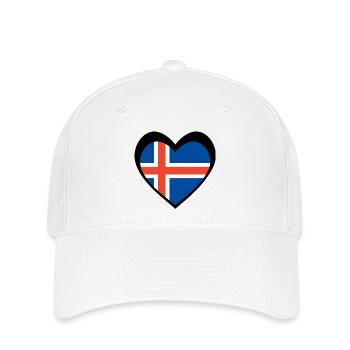 Ísland Svart Hjarta – Ást til Íslands - Flexfit Cap - Weiß - Vorne