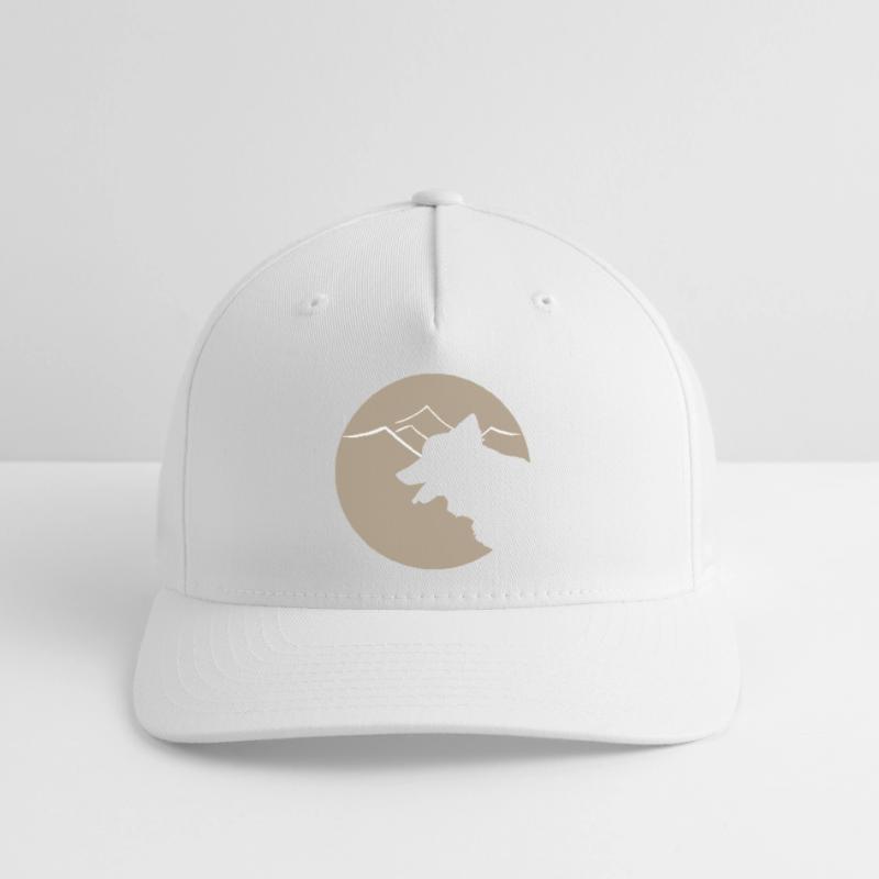 Hundsilhouette im Gebirge oder Dünen Flexfit Cap
