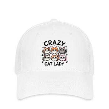 Crazy Cat Lady Katzenbande - Flexfit Cap - Weiß - Vorne