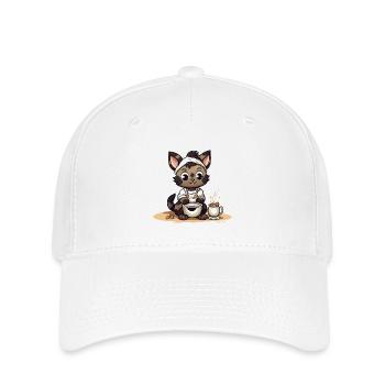 Cuddly Cooking Kitten Illustration - Flexfit Cap - white - Front