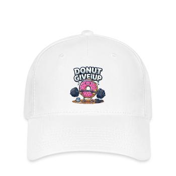Donut Give Up Gym Fitness Spruch Workout Training - Flexfit Cap - Weiß - Vorne