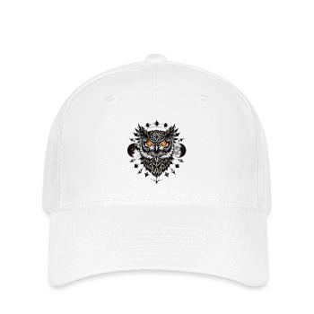 Geometric Eagle Owl with Full Moon - Flexfit Cap - white - Front