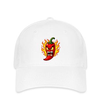 Wütende Chili Schote – Feuer Scharfes Cartoon Desi - Flexfit Cap - Weiß - Vorne