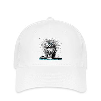 Katze elektrisch, Katze witzig, Katze lustig - Flexfit Cap - Weiß - Vorne