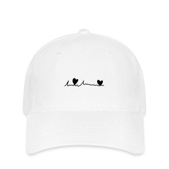 coeur de texte de police de ligne - Casquette Flexfit - blanc - Devant