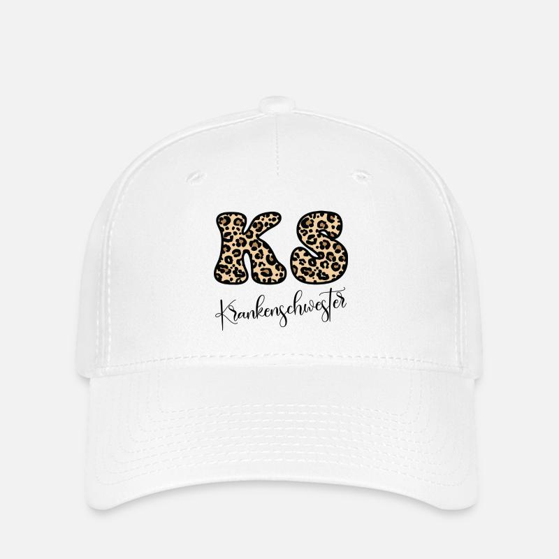 Leopardenmuster KS Krankenschwester Geschenk - Flexfit Cap - Weiß