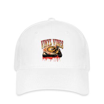 Disque Vinyle LP Platine Rétro - Casquette Flexfit - blanc - Devant
