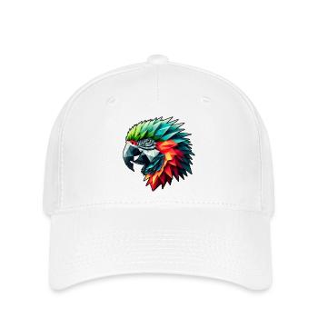 Papagei in Polygon Design Bunt - Flexfit Cap - Weiß - Vorne