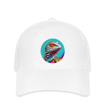 Lézard coloré Portrait Iguanes varan lézards - Casquette Flexfit - blanc - Devant