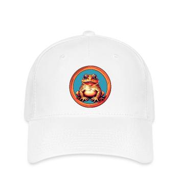 Frosch mit Mütze auf Farbklecksen - Flexfit Cap - Weiß - Vorne