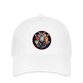Colorful goat portrait billy goat - Flexfit Cap - white - Front