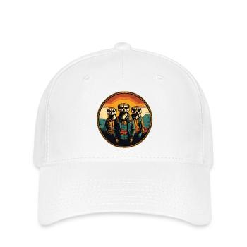 Coole Erdmännchen im Outdoor Outfit Vintage Stil - Flexfit Cap - Weiß - Vorne