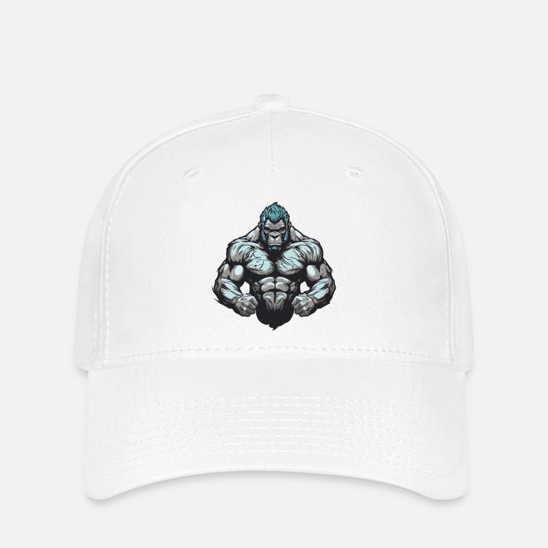 Gorilla Beast Bodybuilding Muscles - Flexfit Cap - white