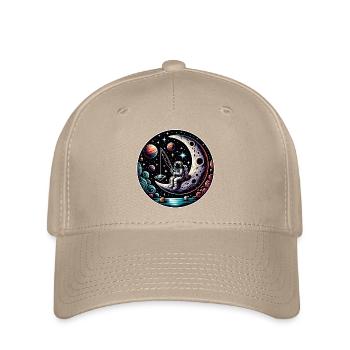 Un astronaute est assis sur le croissant de lune et pêche - Casquette Flexfit - kaki - Devant