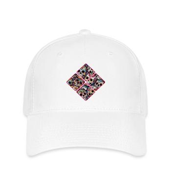 Buntes dekoratives Skullmuster - Flexfit Cap - Weiß - Vorne