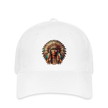 Amerikanischer Indianer Amerikaner - Flexfit Cap - Weiß - Vorne
