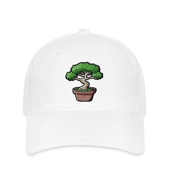 Comic Bonsai Baum - Flexfit Cap - Weiß - Vorne