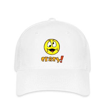 crazy - Émoticône drôle folle - Casquette Flexfit - blanc - Devant