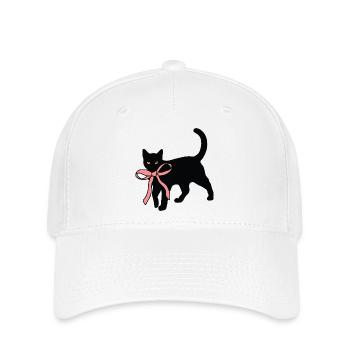 Black cat with bow tie - Flexfit Cap - white - Front