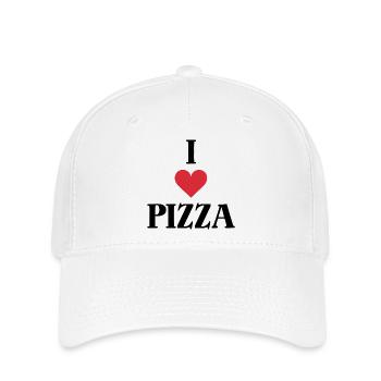 Ich liebe Pizza Spruch - Flexfit Cap - Weiß - Vorne