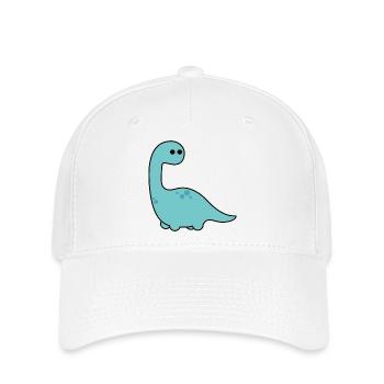 Langhals Dino Blau Cartoon - Flexfit Cap - Weiß - Vorne