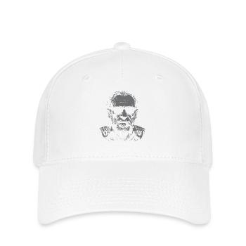 Bukowski-Dichterporträt mit fettem Zitat - Flexfit Cap - Weiß - Vorne