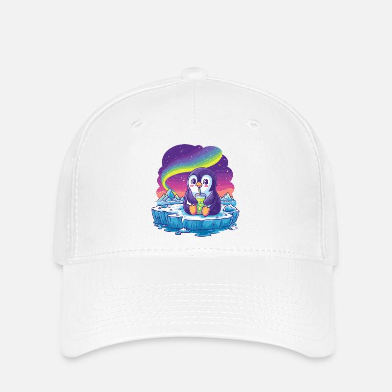 Aurora Pinguin Eislandschaft - Flexfit Cap - Weiß