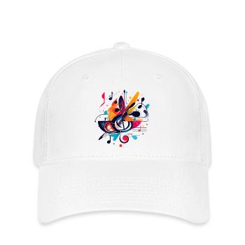 Notenschlüssel Noten Musik Zeichen Farbwirbel - Flexfit Cap - Weiß - Vorne
