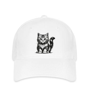 Black kitten in silhouette - Flexfit Cap - white - Front