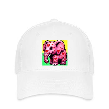 Elefant mit Herz und Herzen - Flexfit Cap - Weiß - Vorne