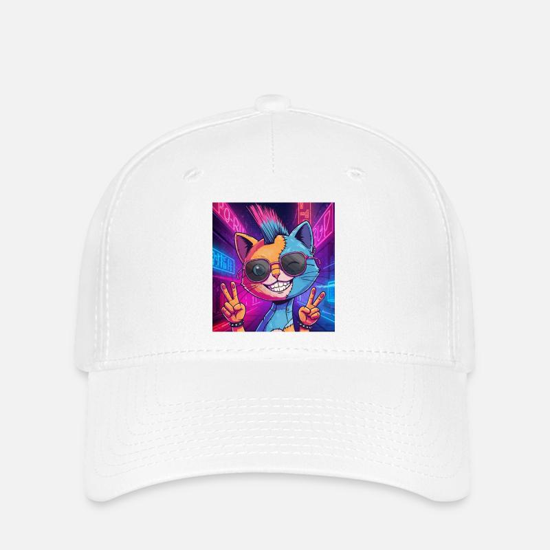 Frankensteen : Cyberpunk Kitty - Casquette Flexfit - blanc
