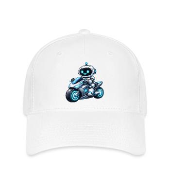 Robot sur moto - Casquette Flexfit - blanc - Devant