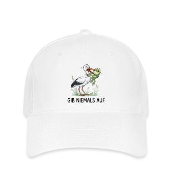 Gib niemals auf! – Lustiger Storch & Frosch - Flexfit Cap - Weiß - Vorne
