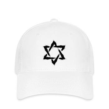 Davidstern Symbol Design Bürste Neu Schwarz - Flexfit Cap - Weiß - Vorne