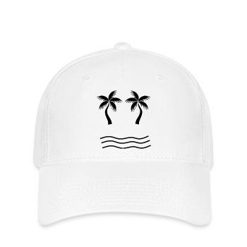 Palme schwarz Strand Meer Urlaub Sommer - Flexfit Cap - Weiß - Vorne