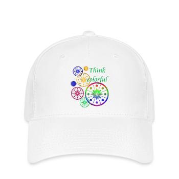 Sternblüten mit Spruch Think colorful - Flexfit Cap - Weiß - Vorne