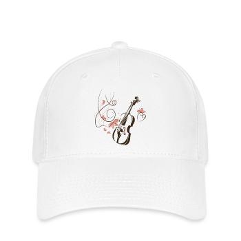 Violine Musiker Blumenranke - Flexfit Cap - Weiß - Vorne