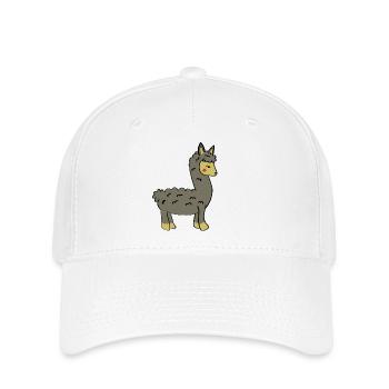 Verspieltes Lama mit Zopf und Knopfohren - Flexfit Cap - Weiß - Vorne