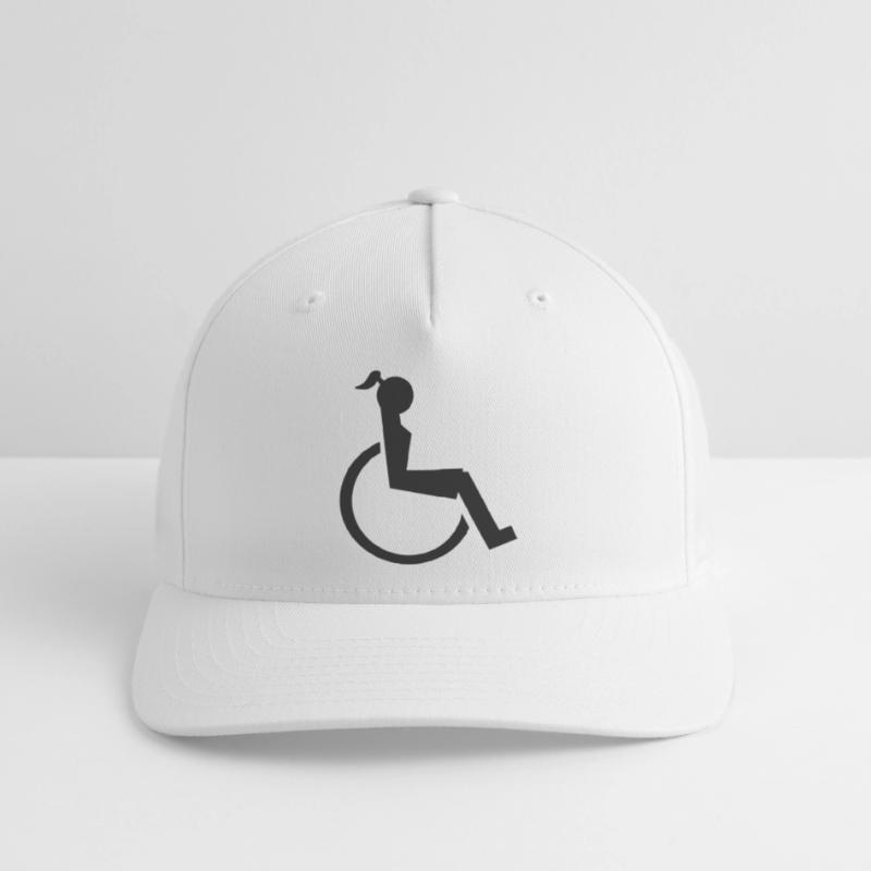 Logo der Dame oder des Mädchens im Rollstuhl. Bild* Flexfit Cap