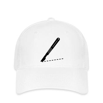 Lames de scalpel avec ligne de coupe - Casquette Flexfit - blanc - Devant