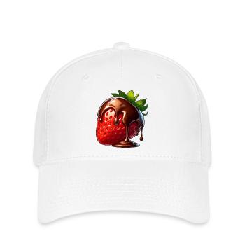 Erdbeere Schokolade schmelzen Süßigkeit Nachtisch - Flexfit Cap - Weiß - Vorne