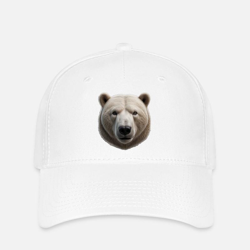 Majestätisches Eisbärengesicht Design - Flexfit Cap - Weiß