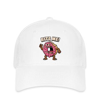 Aggressiver Donut Monster Design - Flexfit Cap - Weiß - Vorne