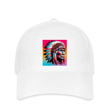 Amerikanisch, Indianer, Amerikaner - Flexfit Cap - Weiß - Vorne