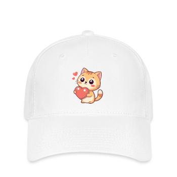 Cuddly kitten with a red heart - Flexfit Cap - white - Front