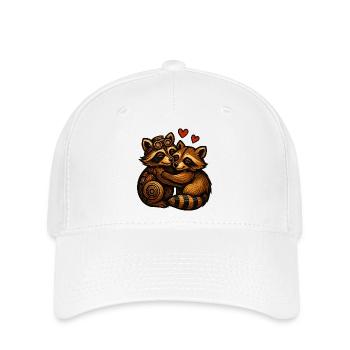 Räuberherzen: Raccoon-Duo im Gear-Look - Flexfit Cap - Weiß - Vorne